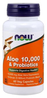 Concentrat de Aloe din frunze de Aloe și 10 tulpini bacteriene 60 capsule NOW FOODS